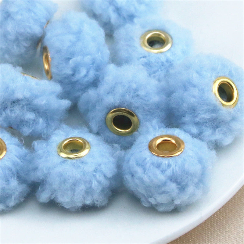 Wholesale 10PCS Straight Hole Teddy Fur Ball Beads Loose Beads Fabric Accessories